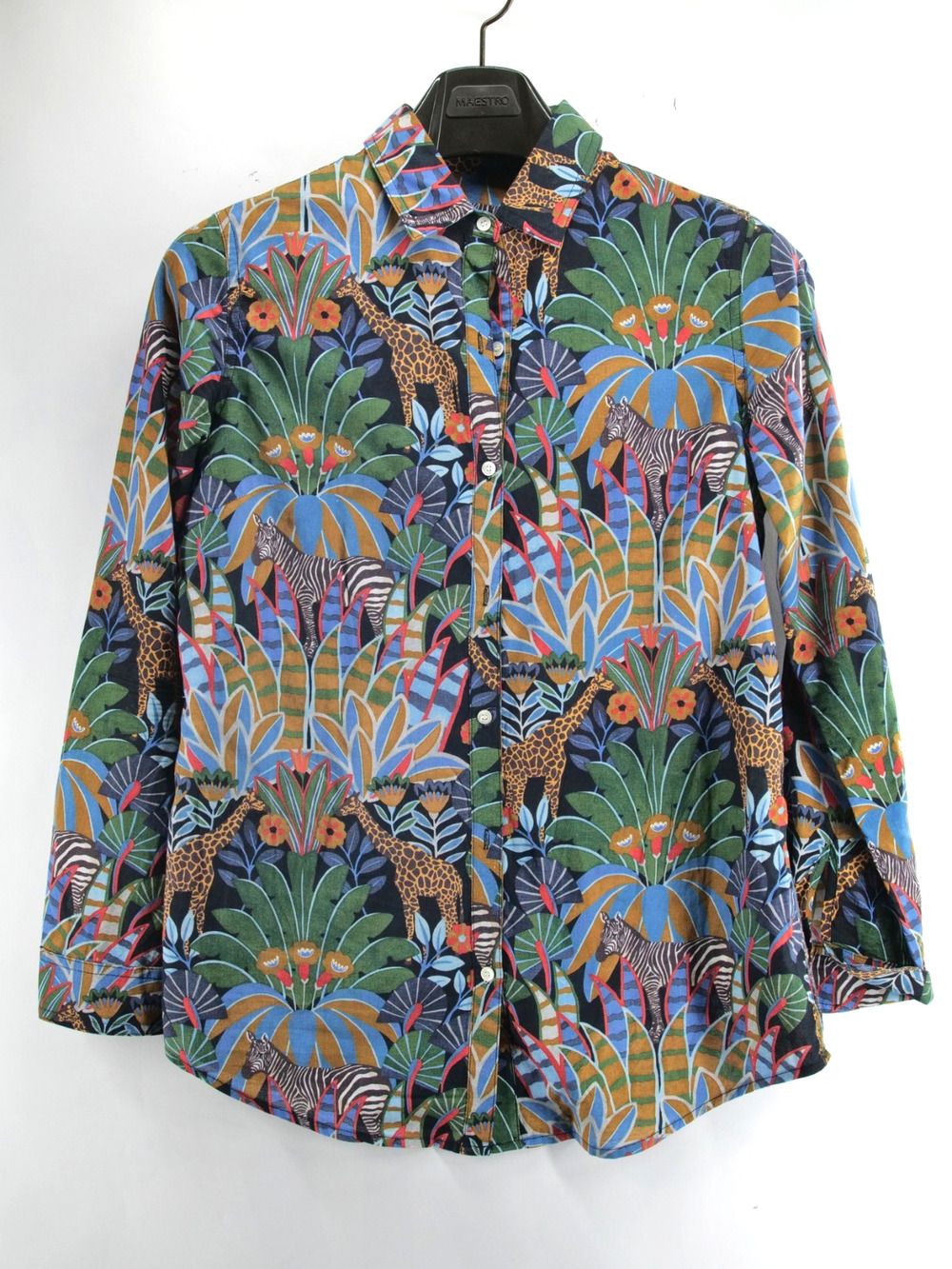 J. McLaughlin Tropical Patterned Button Down Blouse Small